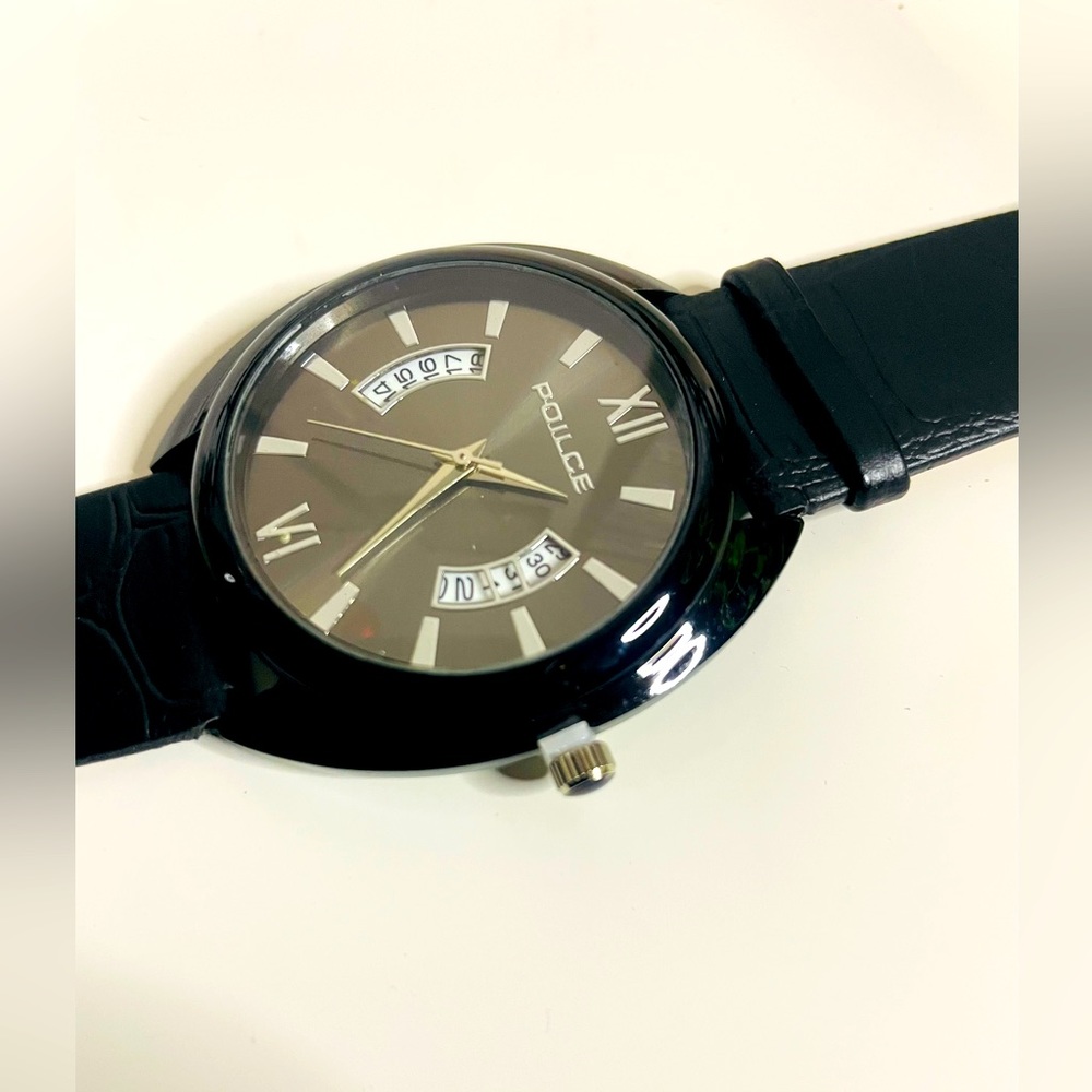 Poilce Mens Quartz Watch Stainless-Steel with leather strap New